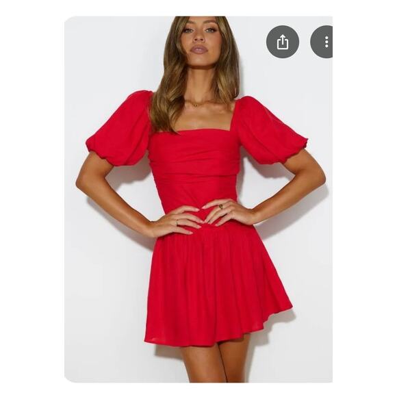 Hello Molly Dresses & Skirts - Hello Molly Pretty Pals Mini Dress Red Puff Sleeve Smocking Size M / US 6